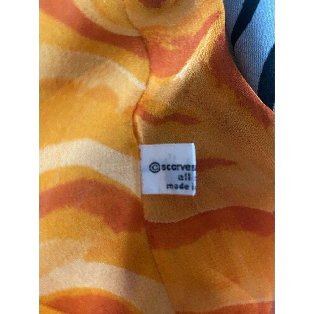 Vintage 60s Vera Neumann Scarf Orange Silk Infinity Circle Mod Psychedelic